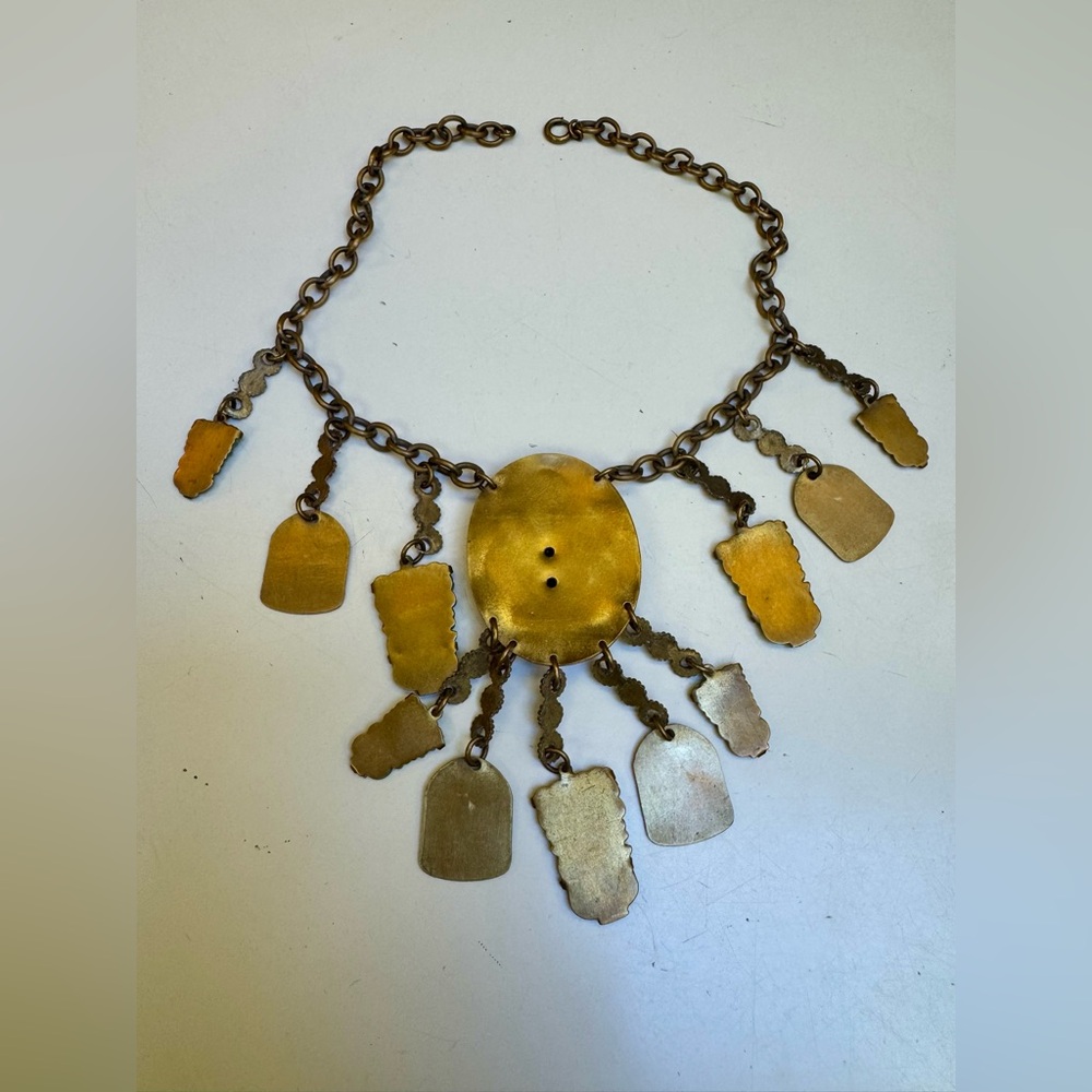 Antique 1930s Art Deco revival asian brass Buddha multi~charm faux jade festoon - Picture 9 of 13